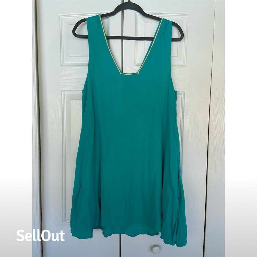 Lilly Pulitzer Owen Swing Dress Women's L Green Sleeveless V-Neck Summer - Picture 4 of 4